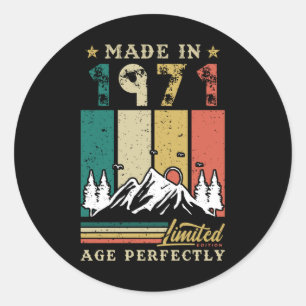 Pegatina Redonda Vintage 1971 Cumpleaños