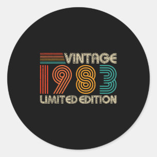 Pegatina Redonda Vintage 1983 Edición Limitada Clic 1983 Hombres Mu