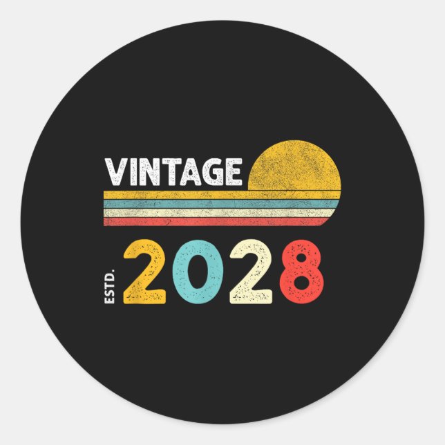 Pegatina Redonda Vintage 2028 (Anverso)