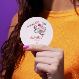 Pegatina Redonda Vintage 50 Classic Simple Children Fiesta de cumpl