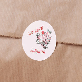 Pegatina Redonda Vintage 50s Classic Simple Children Nombre de cump