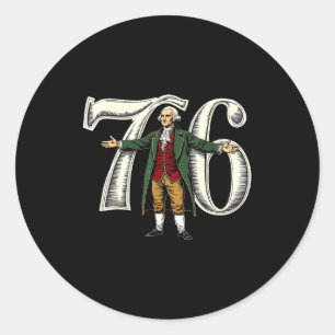 Pegatina Redonda Vintage 6-7 7-6 George Washington 67 Seis Siete Am