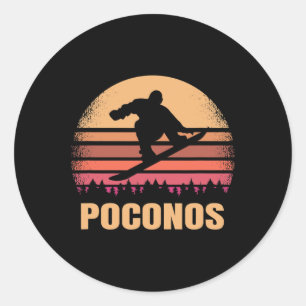 Pegatina Redonda Vintage al aire libre de Poconos Pennsylvania Snow