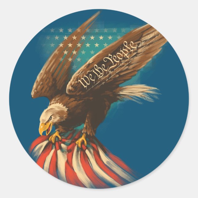 Pegatina Redonda Vintage Americana (Anverso)