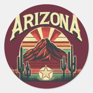 Pegatina Redonda Vintage Arizona