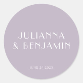 Pegatina Redonda Vintage Art Deco Dusty Lilac Matrimonio simple per