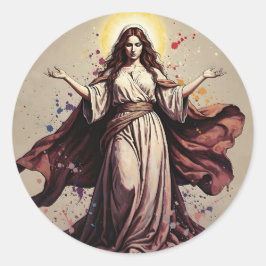 Pegatina Redonda Vintage Art Mary Magdalene  