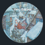 Pegatina Redonda Vintage Arthur Rackham Greetings Christmas<br><div class="desc">Ilustracion de la Vintage Arthur Rackham de los Navidades Night Before. ¡Encanta a tus seres queridos y amigos con un poco de Navidades cuentos de nostalgia este año!</div>
