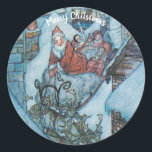 Pegatina Redonda Vintage Arthur Rackham Greetings Christmas<br><div class="desc">Ilustracion de la Vintage Arthur Rackham de los Navidades Night Before. ¡Encanta a tus seres queridos y amigos con un poco de Navidades cuentos de nostalgia este año!</div>
