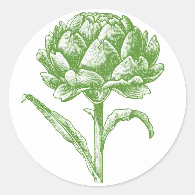 Pegatina Redonda Vintage Artichoke (Anverso)