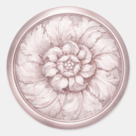 Pegatina Redonda Vintage Barroco Estampado Rosa 30