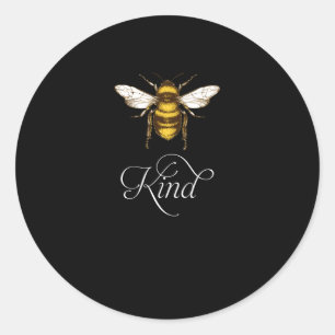 Pegatina Redonda Vintage Be Kind - Bumblebee Bee Kind Kindness Rega
