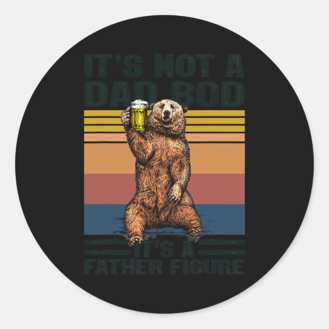Pegatina Redonda Vintage Bear Drink Beer Grandpa Grandfather (Anverso)