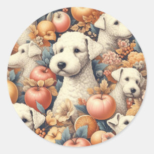 Pegatina Redonda Vintage Bedlington Terrier Seamless