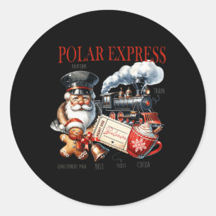 Pegatina Redonda Vintage Believe Train North Pole Polar Express All