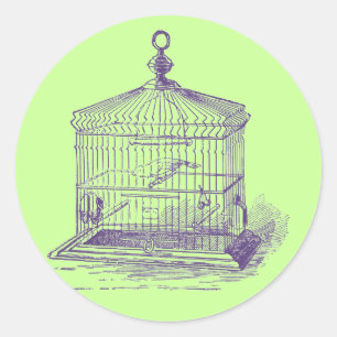 Pegatina Redonda Vintage Bird