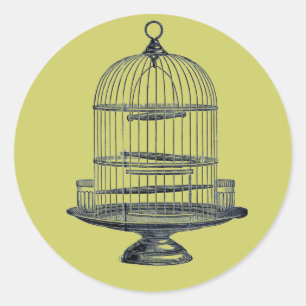 Pegatina Redonda Vintage Bird