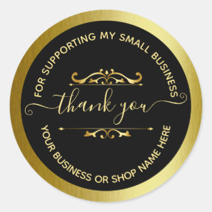 Pegatina Redonda Vintage Black And Gold Frame Corporate Gracias