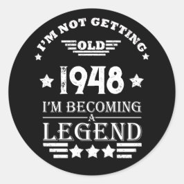 Pegatina Redonda Vintage blanco negro personalizado de 75 años