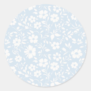 Pegatina Redonda Vintage Bloom Neutral - Azul en Polvo