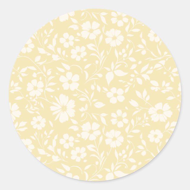 Pegatina Redonda Vintage Bloom Neutral - Buttercream (Anverso)