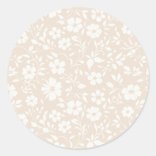 Pegatina Redonda Vintage Bloom Neutral - Lino Suave
