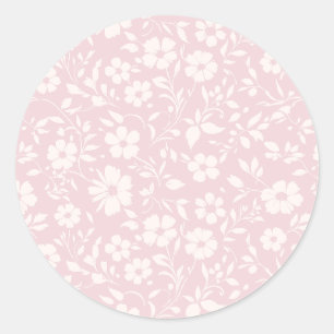 Pegatina Redonda Vintage Bloom Neutral - Rosa Claro