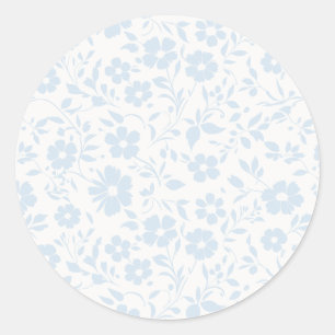 Pegatina Redonda Vintage Bloom Polvo Azul - Neutral