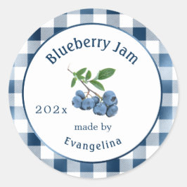Pegatina Redonda Vintage Blue Blueberry Jam Canning