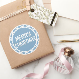 Pegatina Redonda Vintage Blue Christmas Sticker - ¡Feliz y brillant