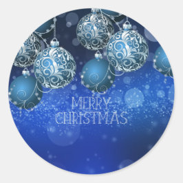 Pegatina Redonda Vintage Blue Flat (Personalise) Christmas Card