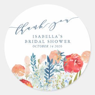 Pegatina Redonda Vintage Boho Garden Personalizado Bridal Shower Gr
