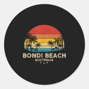 Pegatina Redonda Vintage Bondi Beach - Australia Beach Souvenir