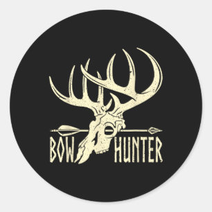 Pegatina Redonda Vintage Bow Hunter American Deer Huning Archery