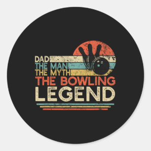 Pegatina Redonda Vintage Bowling Dad El Hombre El Mito La Leyenda B