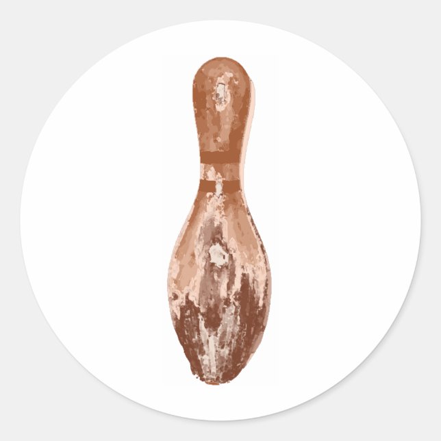Pegatina Redonda Vintage Bowling Pin (Anverso)