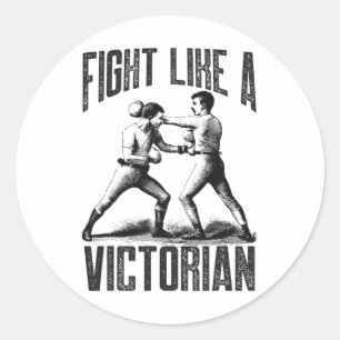Pegatina Redonda Vintage Boxing Fiesta Como Un Boxeador Clic Victor