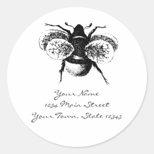 Pegatina Redonda Vintage Bumblebee