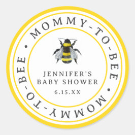 Pegatina Redonda Vintage Bumblebee Mommy-To-Bee Baby Shower Favor