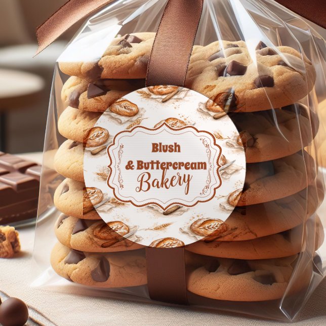 Pegatina Redonda Vintage Buttercream Bakery Business (Subido por el creador)