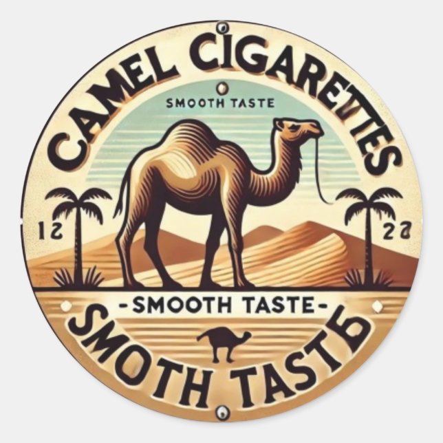Pegatina Redonda  Vintage Camel Cigarettes Metal Wall Sign (Anverso)