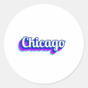 Pegatina Redonda Vintage Chicago