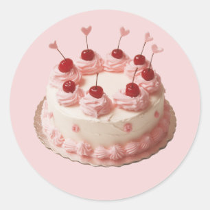 Pegatina Redonda Vintage Christams Cherry Cake