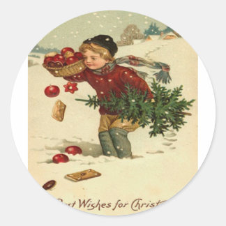 Pegatina Redonda Vintage Christmas