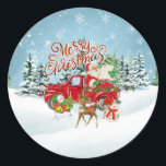 Pegatina Redonda Vintage Christmas<br><div class="desc">Un diseño divertido de inspiración retro.</div>