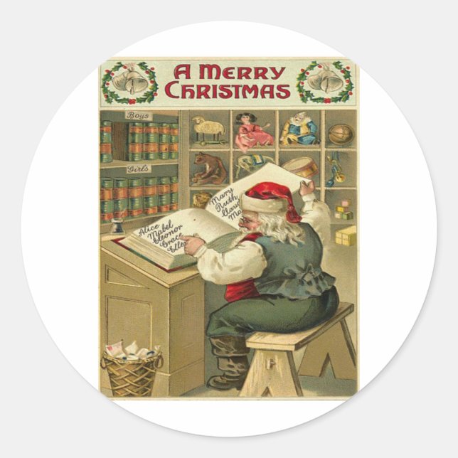 Pegatina Redonda Vintage Christmas (Anverso)