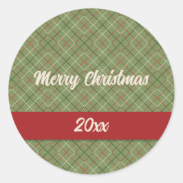 Pegatina Redonda Vintage Christmas Check