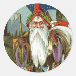 Pegatina Redonda Vintage Christmas German Santa