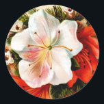 Pegatina Redonda Vintage Christmas Lilly<br><div class="desc">Ilustracion de tarjetas de Navidades victorianos de época.</div>