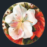 Pegatina Redonda Vintage Christmas Lilly<br><div class="desc">Ilustracion de tarjetas de Navidades victorianos de época.</div>